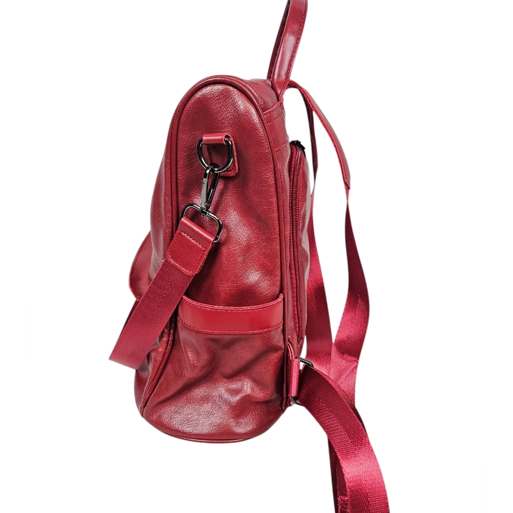Sold Cheruty Burgundy Faux Leather Anti-Theft Backpack Women's Purse - Picture 6 of 8